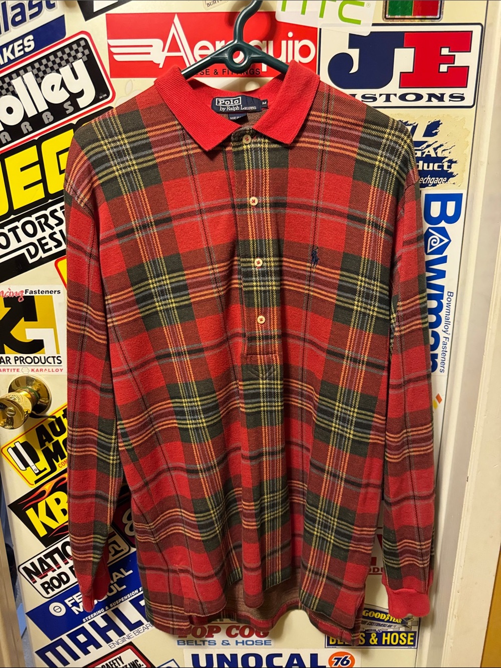 Polo by Ralph Lauren Red and Green Plaid Long-Sleeve Polo